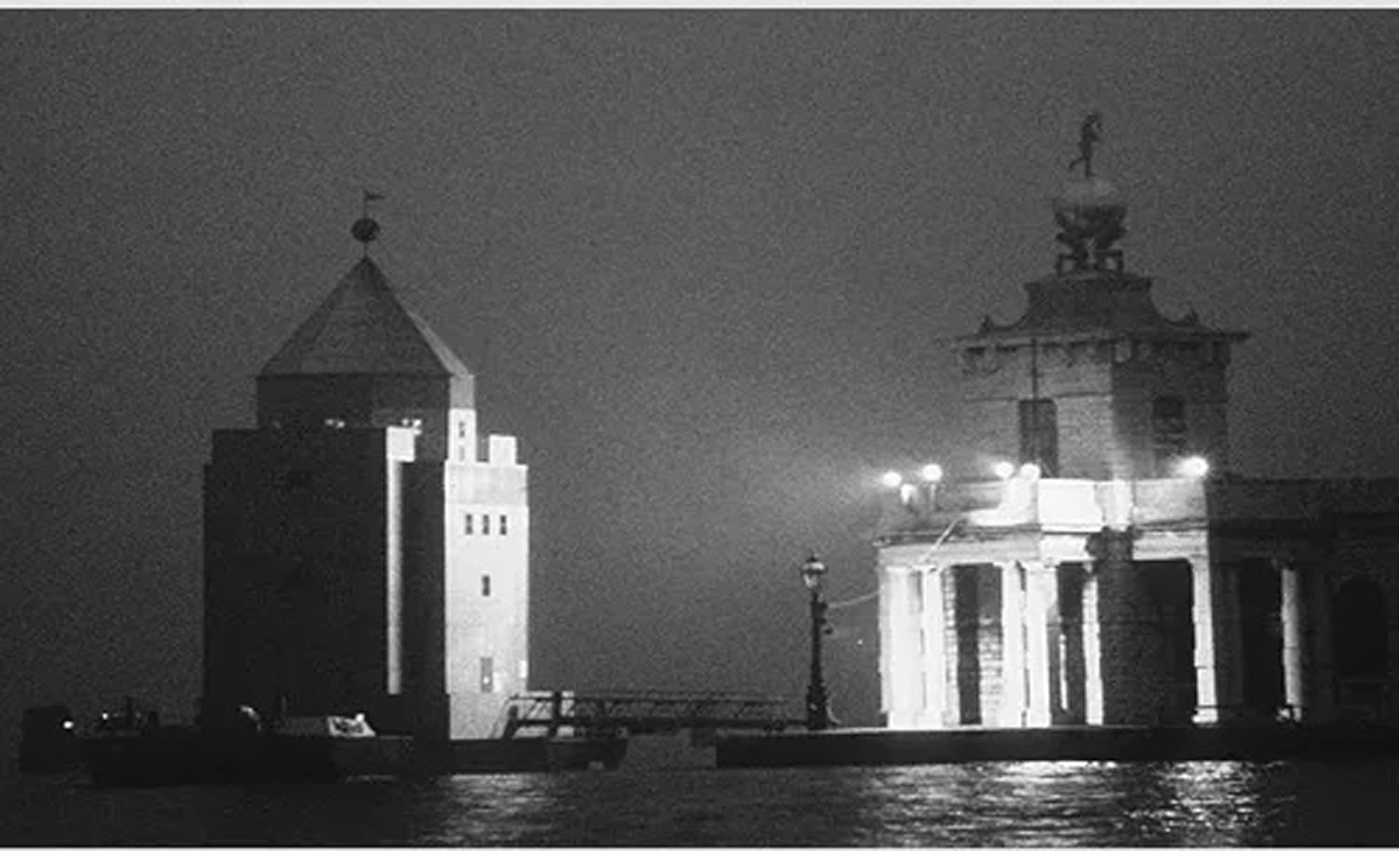 Teatro del Mondo by Aldo Rossi at night